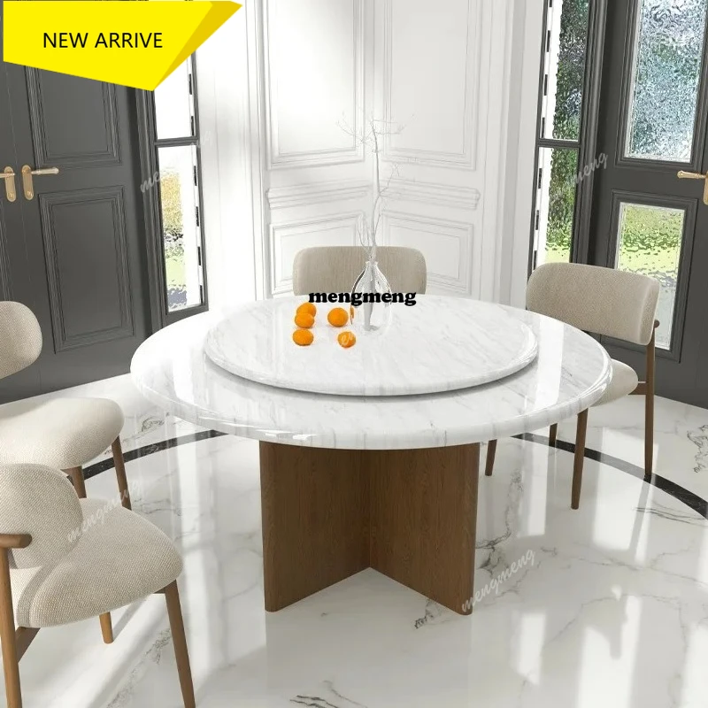 

M138 Italian minimalist natural jazz white marble round dining table modern minimalist light luxury dining table