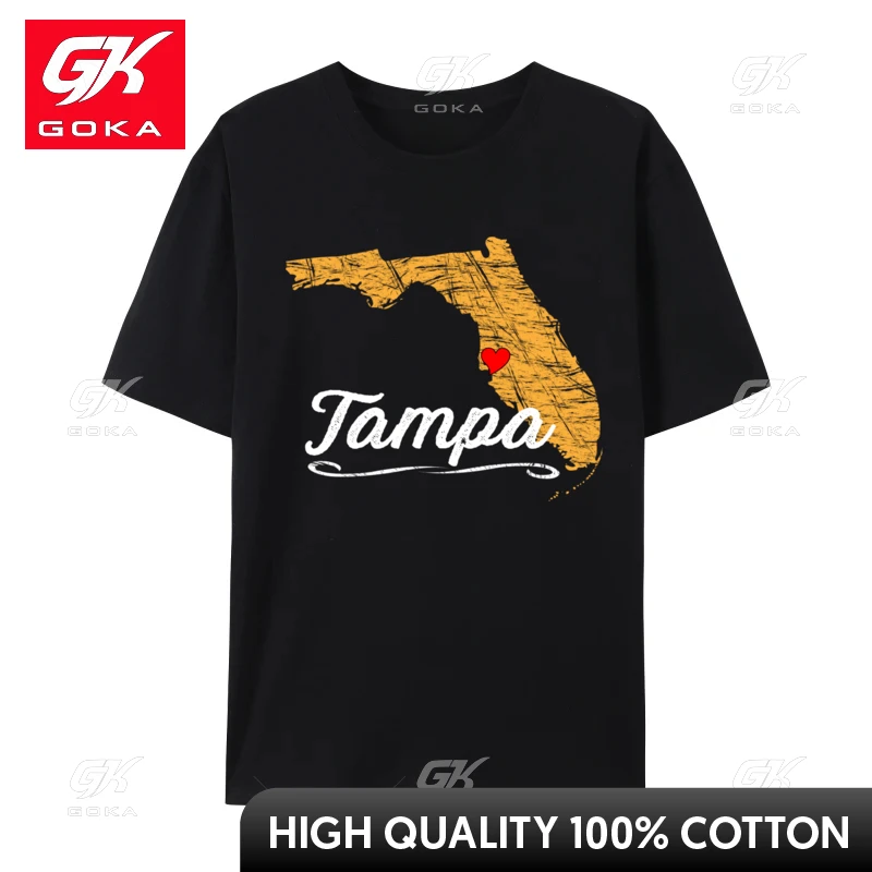 City of TAMPA BAY FLORIDA, сувенир для отпуска, простой стиль, топы, рубашки из хлопчатобумажной ткани, мужская футболка, повседневная простая стильная футболка