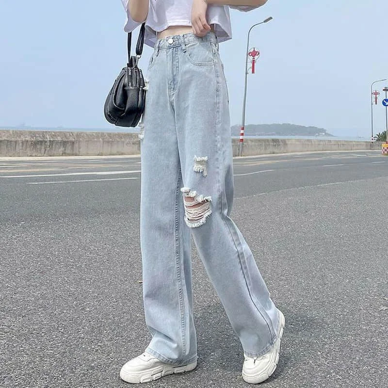 

Women's Jeans Casual Y2k Pants Streetwear High Waist Jeans Denim Trousers Vintage Loose Clothes Straight Jeans for Women Clothes