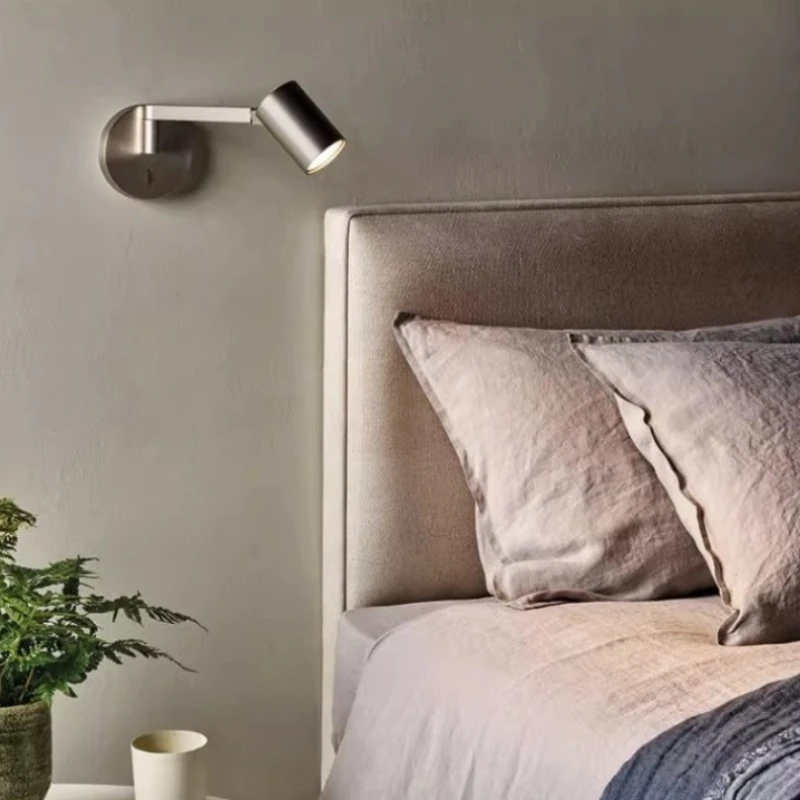 Modern adjustable angle wall lamp with switch bedroom bedside Led reading light Hotel Guest Room Lighting Rocker Arm Wall Light