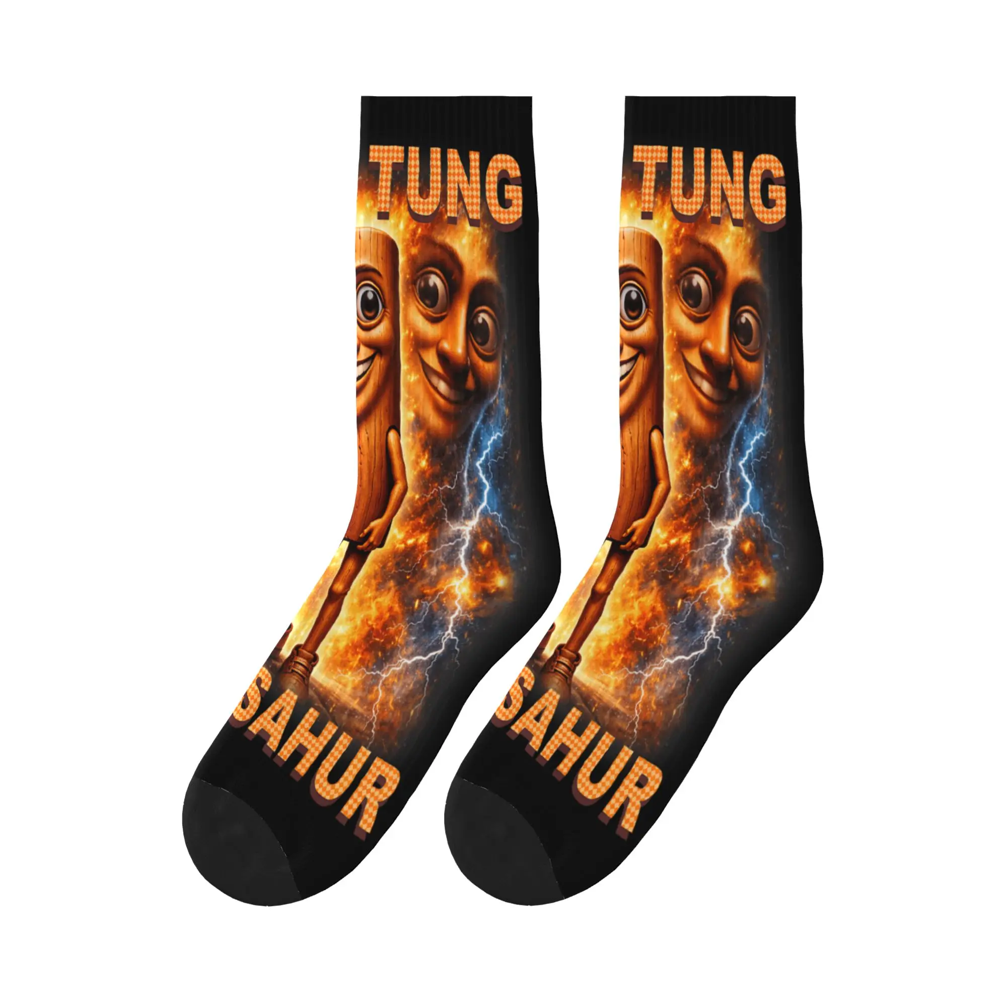Tung Tung Tung Sahur is Calling Italian Brainrot Socks Vintage Stockings Autumn Anti-Slip Couple Socks Soft Outdoor Sports Socks