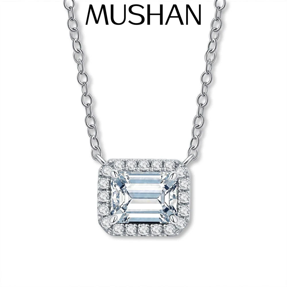 

MuShan Designer Jewelry 925 Sterling Silver Rope Chain Cushion Moissanite Ladies 18K Real Gold Plated MST Patent Easter Necklace
