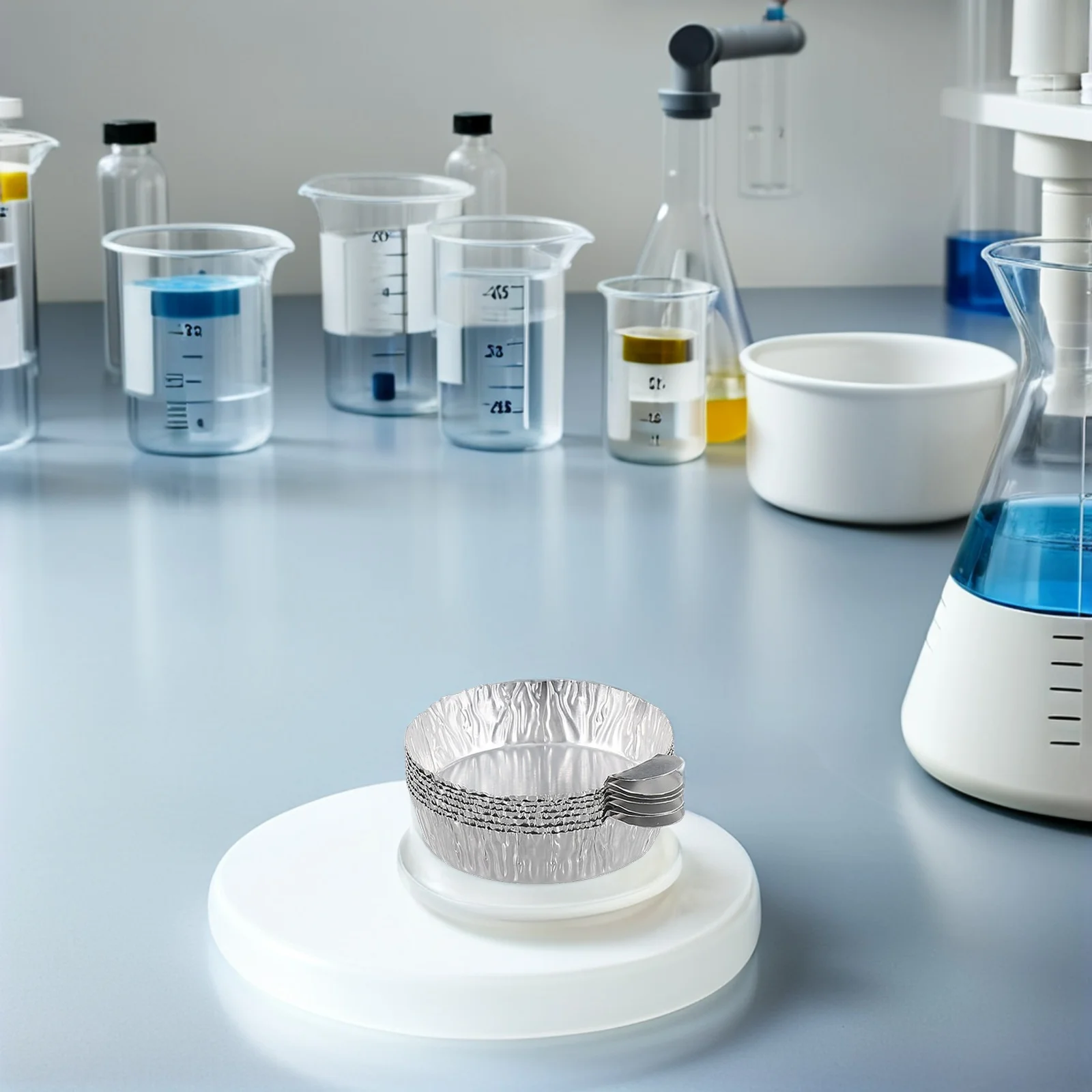 

50pcs Aluminum Foil Weighing Dish High Temperature Resistant Durable Powder Pans Scale Trays Sample Kitchen Laboratory Equipment