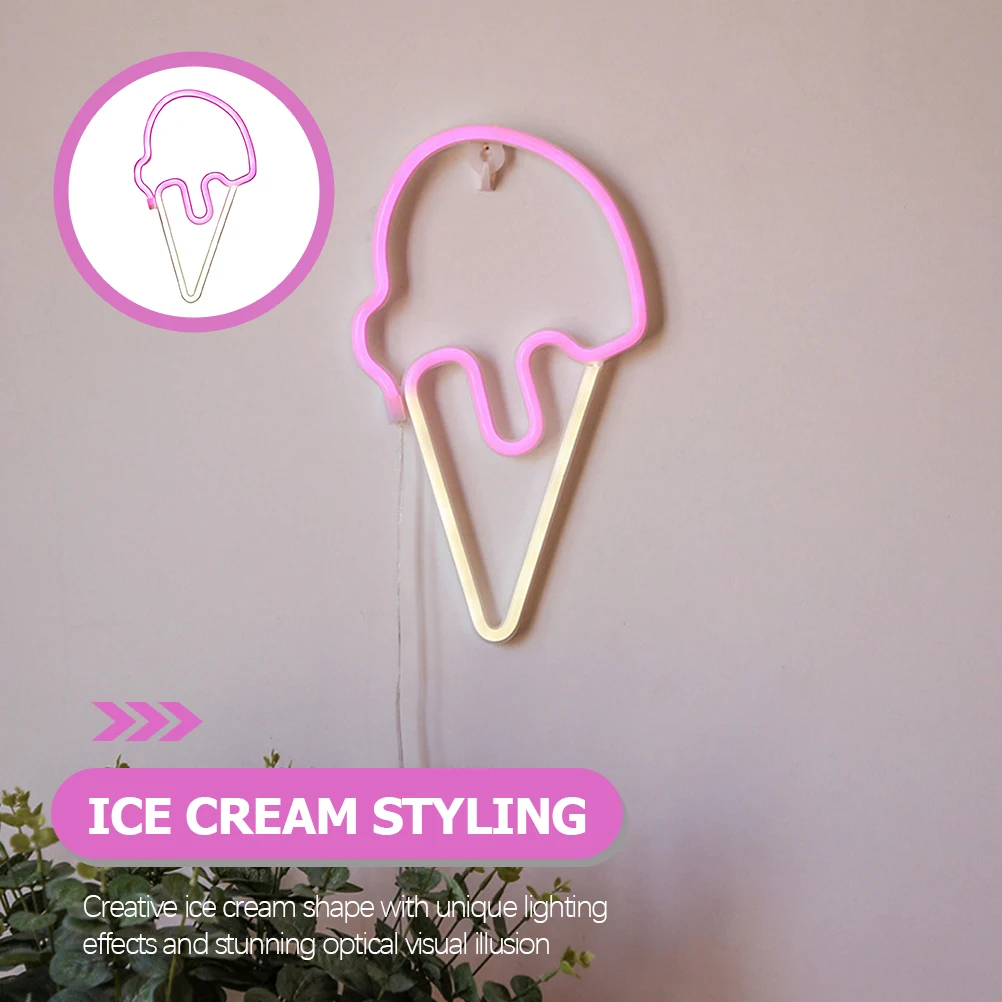 

Ice Cream Neon Light Unique Effects Bedside Table Lamp Decor Plastic Signs LED Sign Birthday Party