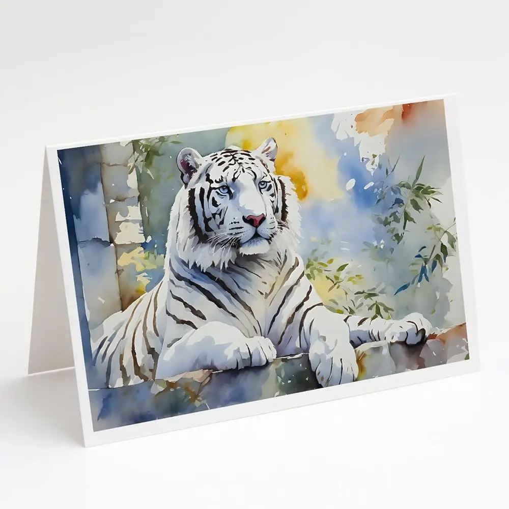 

Набор открыток Caroline's Treasures DAC3000GCA7P White Tiger, 8 пустых открыток с конвертами, причудливый дизайн, формат A7, 5x7, без надписей