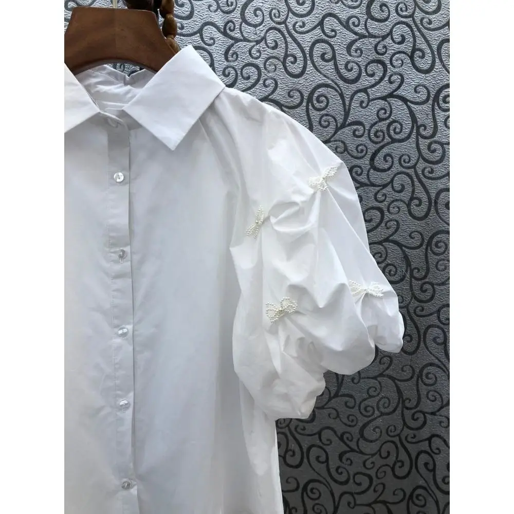 OCEANLOVE Puff Sleeve Women Shirts Solid Vintage Spring Summer Bows Sweet Blusas Feminina Korean Fashion Elegant Blouses