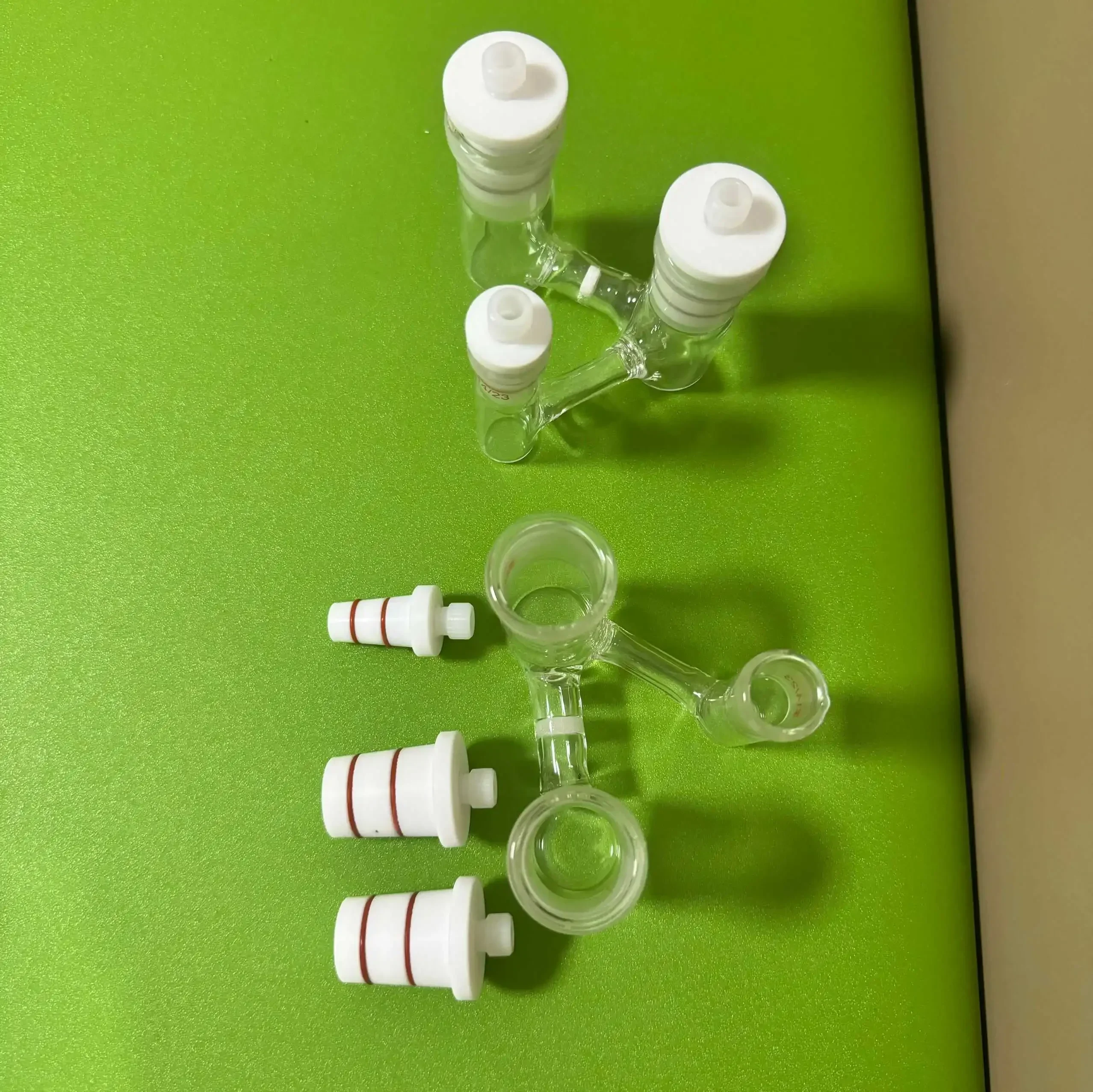 3-Port H-Type Electrolytic Cell, 25ml/25ml/10ml Sealed Glass Cell with Sand Core & Luggin Capillary for Lab Electrochemistry