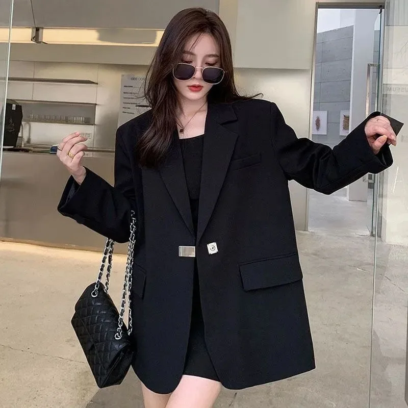 

Advanced Female Loose Tops Coat Spring Autumn Women Solid Color Suit Outwear Korean Ladies Fashion Long Sleeves Blazer Jacket