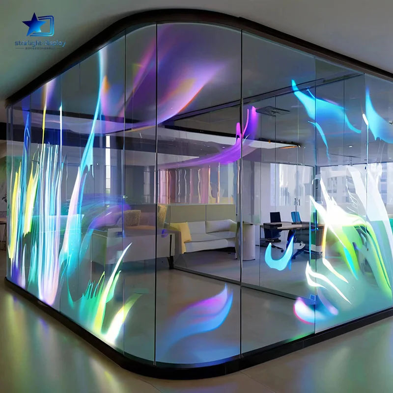 High Brightness Transparent Film LED Screen Indoor Shop Window Advertising Flexible Display