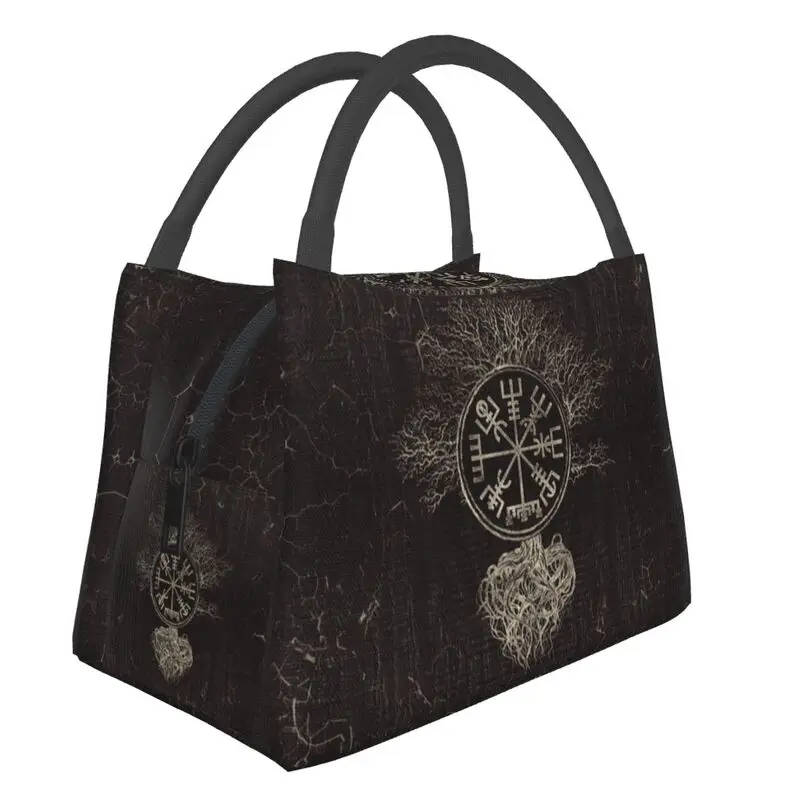 

Vegvisir And Tree Of Life Insulated Lunch Bags for Women Portable Viking Yggdrasil Thermal Cooler Lunch Tote Work Picnic