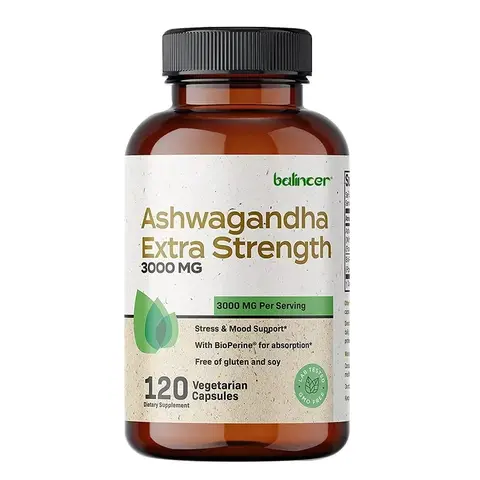 Natural Ashwagandha Stress & Mood Relief Herbal Vegetarian KSM-66 Capsules Anti-Anxiety Stress Relief Brain Health