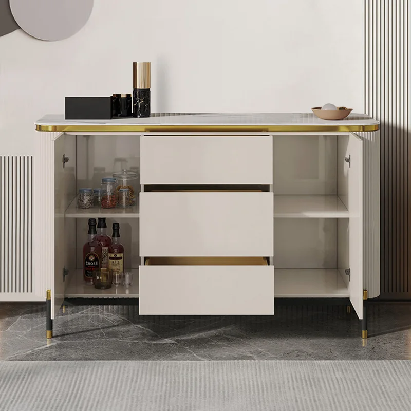 Italian minimalist small apartment, living room, dining side cabinet, secret cabinet against the wall, bucket cabinet, bedroom