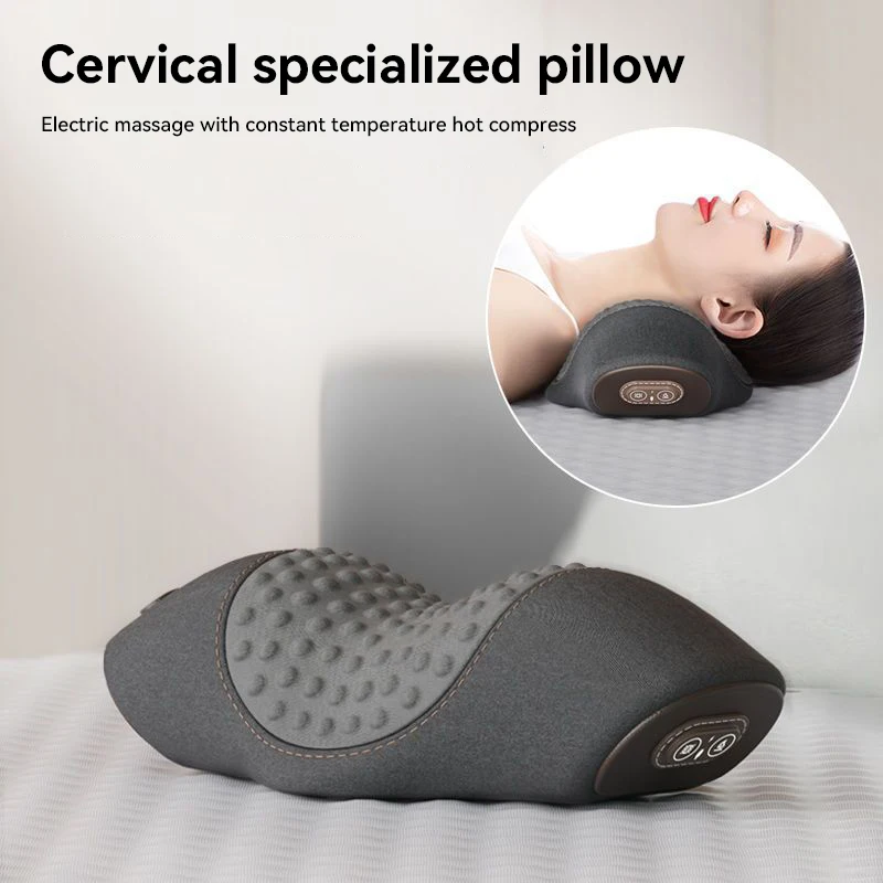 

Electric Neck Massager Cervical Pillow Heating Vibration Massage Back Traction Relax Sleeping Memory Foam Pillow Spine Support