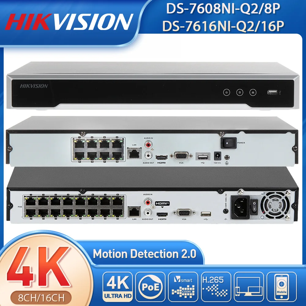 Hikvision 8/16 Channel H.265+ Security NVR Recorder NO HDD AI Human/Vehicle Detection for Surveillance IP Camera Remote Access