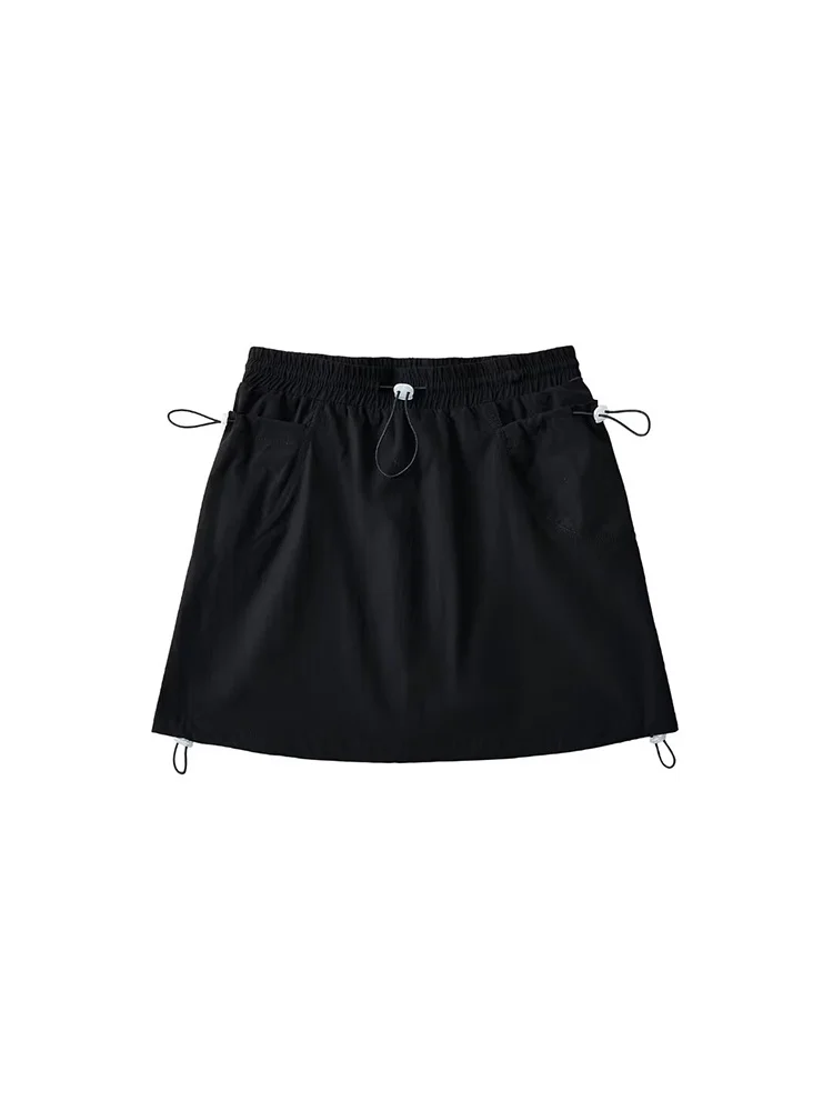 アメリカンレトロワークウェアスカート女性の夏薄い Qui Dry アウトドアスポーツハイウエスト A ラインスカートストリート Sle ピュアカラー