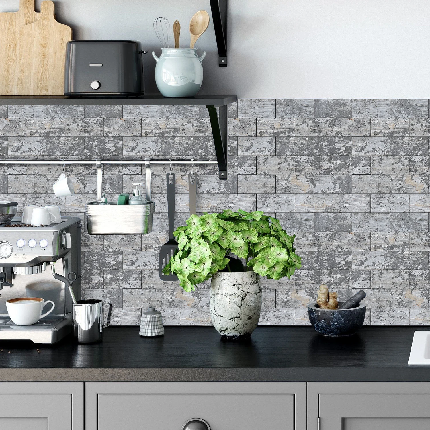 American Style PE Stone Patterned Wall Thickened Foam Self-Adhesive Paper Waterproof and Heat-Resistant Indoor Tile Sticker