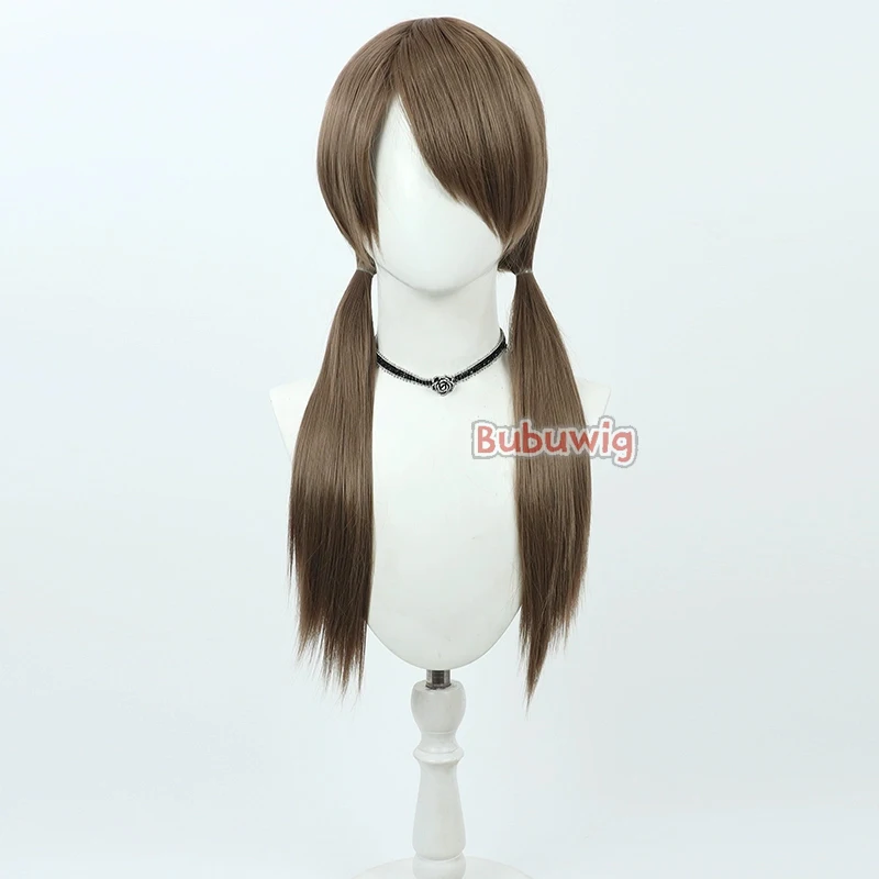 Bubuwig Synthetic Hair Kazekura Moe Cosplay Wigs Blue Archive Kazekura Moe 58cm Long Straight Brown Ponytail Wig Heat Resistant