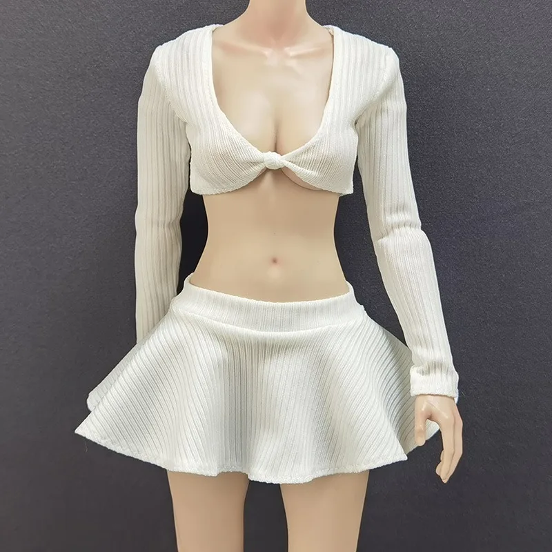 1/6 Scale Tight Fitting High Neck Long Sleeved Short T-shirt Sexy Top Female Doll Clothes for 12" Soldier AT203 TBL Body