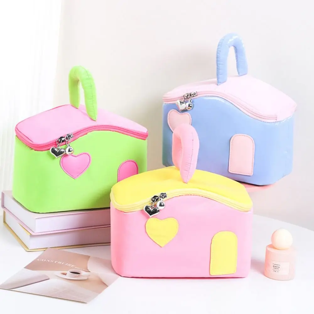 

House Shape Cosmetic Storage Bags Korean Style Large Capacity Toiletries Storage Pouch with Handle Waterproof