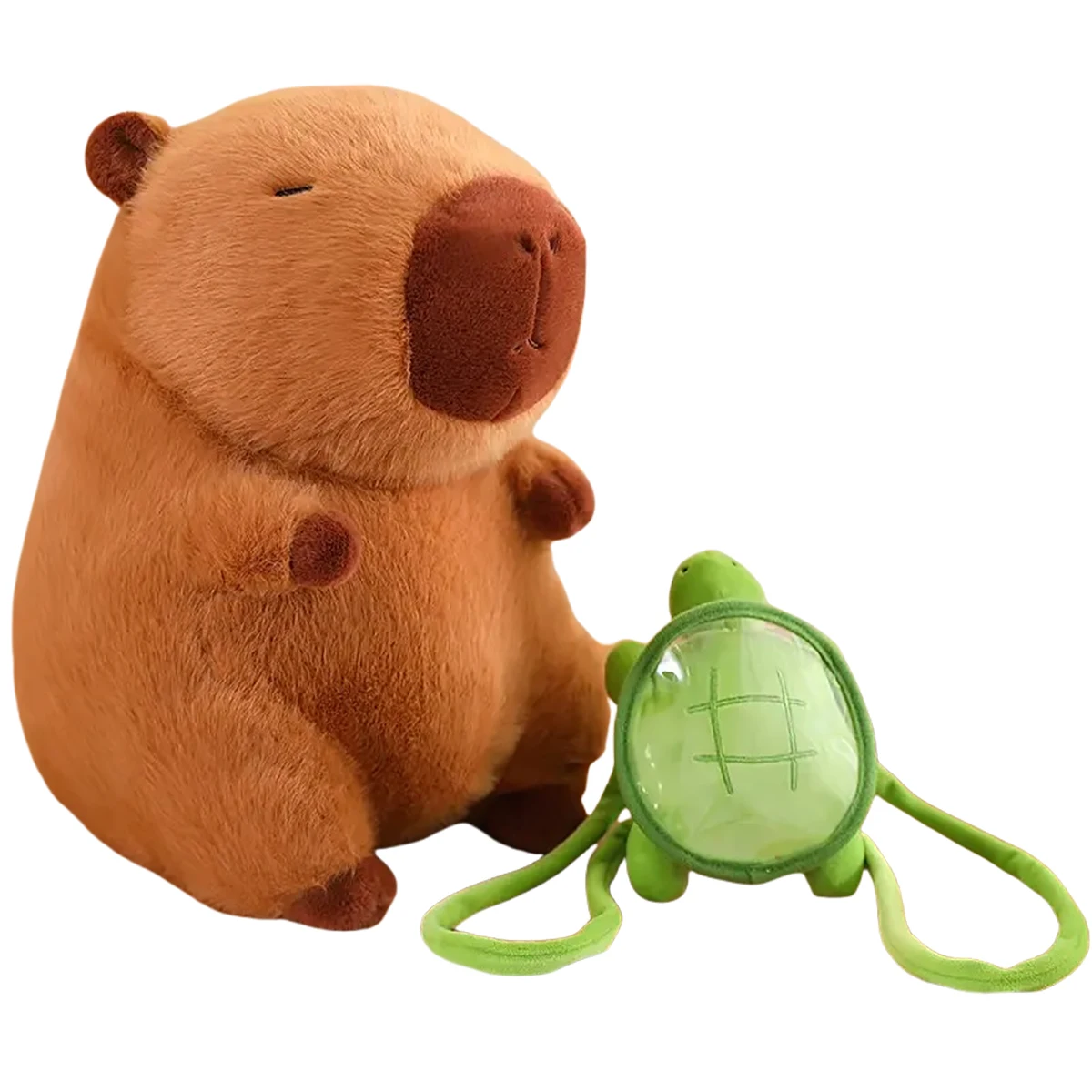 Huisdier schattig capibara pluche met schildpad rugzak kawaii capibara knuffels speelgoed sleutelhanger tas charmes cadeaus voor kinderen bruin