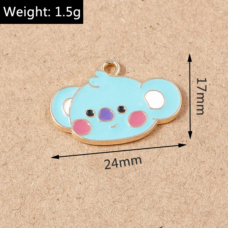 10pcs 24x17mm Enamel Animal Koala Charms Pendants for Making Earrings Necklace Bracelet DIY Jewelry Accessories