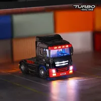 1/76 Turbo Racing C50-t Rtr Remote Control Micro Simulation Container Tractor Model Truck New Chassis Simulation Horn Rc Car Toy