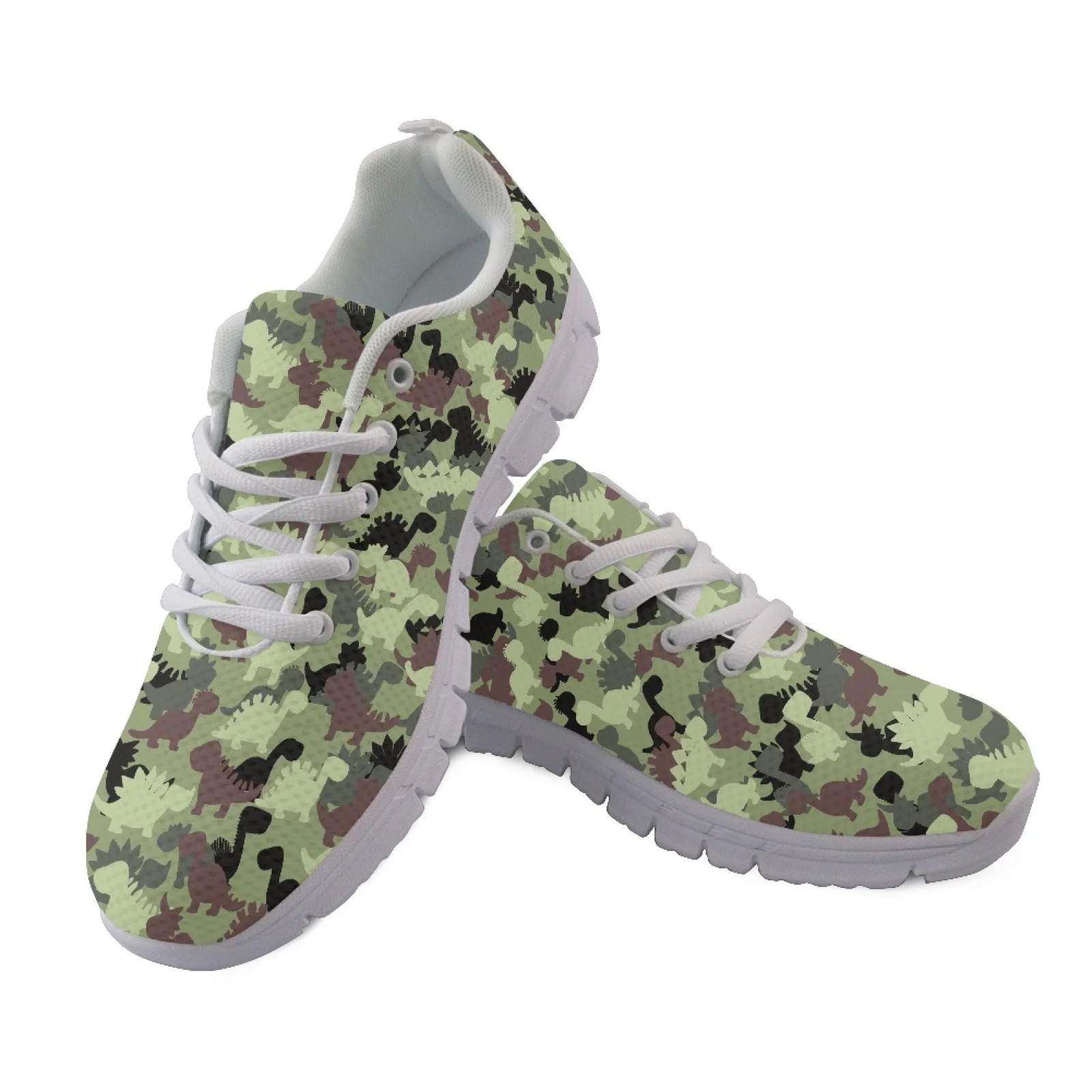 Coloranimal Anti-Slip Lightweight Athletic Sneaker for Women Women Sneakers for Hunting Colorful Dinosaur Pattern