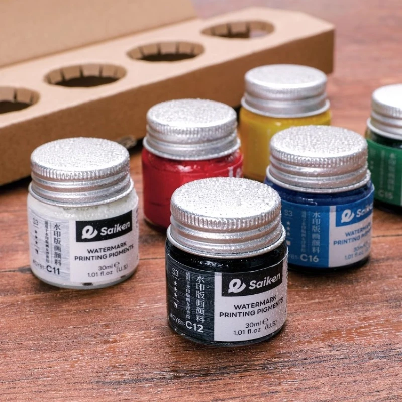 30ml Watermark Printing Pigment Water-based Washable Paste Delicate and Easy To Color for Watermark Printing Ukiyo-e