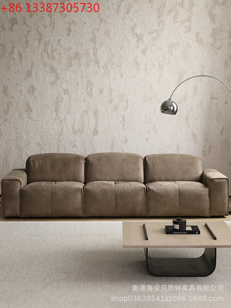 

Итальянский легкий роскошный кожаный диван для маленькой квартиры, скандинавский диван из воловьей кожи с верхним слоем