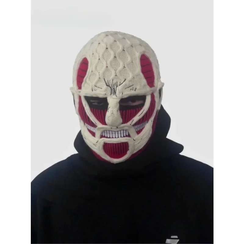 

Attack On Titan Mask popular explosive models giant head hat Ski cap cycling cap handmade fall and winter warm pullover hat COS