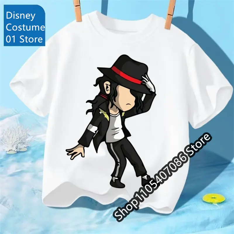 New Kids Michael Jackson Rock N Roll T Pure Shirt Children's Fashion Crew Neck Top Summer Casual Clothes for Baby Boys AndGirls
