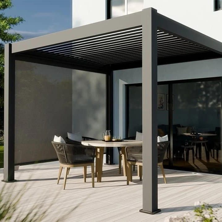 

Outdoor Waterproof Aluminum Frame Pergola with Adjustable Louvered Roof for Patio Gazebo Wind Resistant Design for Backyard