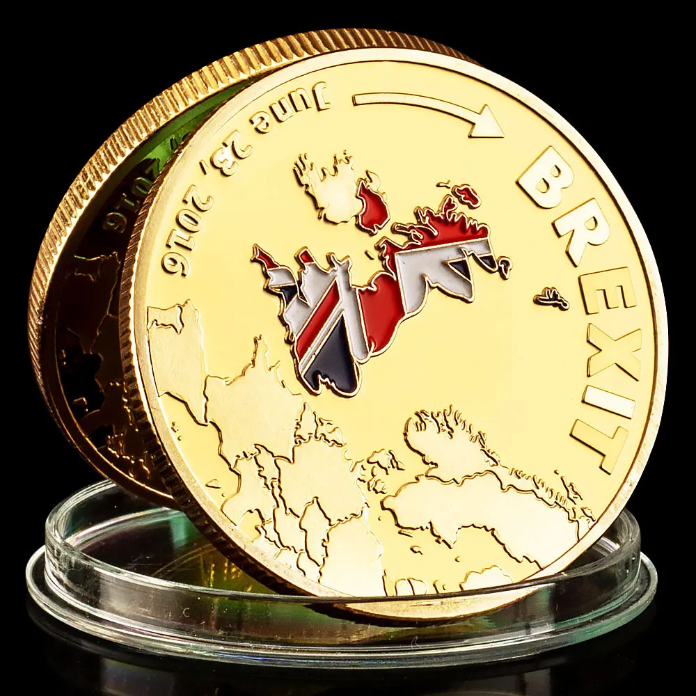 The UK British Leave The European Union BREXIT Gold Plated Souvenir Coin Collection Collect Gift