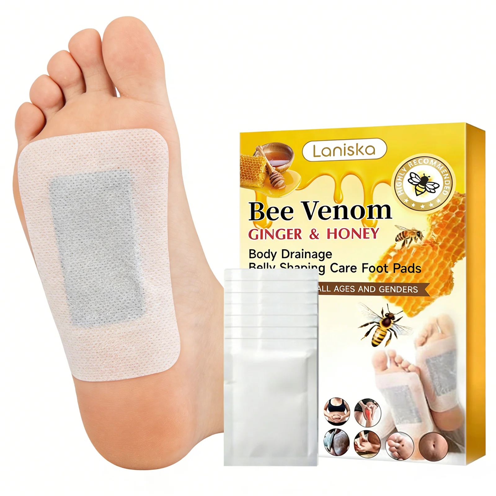 

10pcs Ginger Foot Patch Bee Venom Pads Moisturizer Winter Skincare Anti Dryness Gentle Nourishing Foot Care Barrier Protection