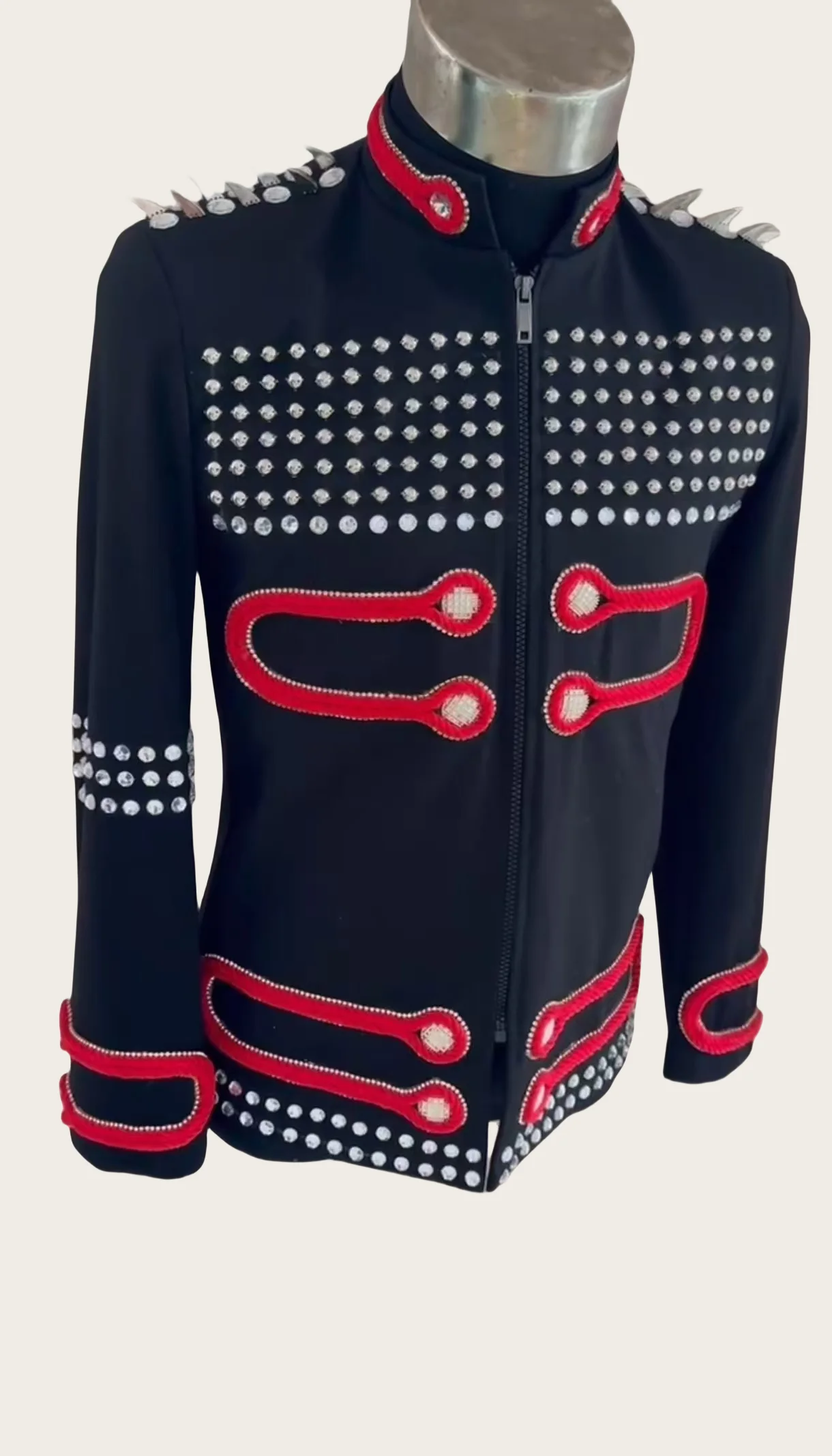 High Quality Handmade Men\'s Slim Rivets Jacket Costumes Stage Performance Wear Show Singer Dancer Outfit