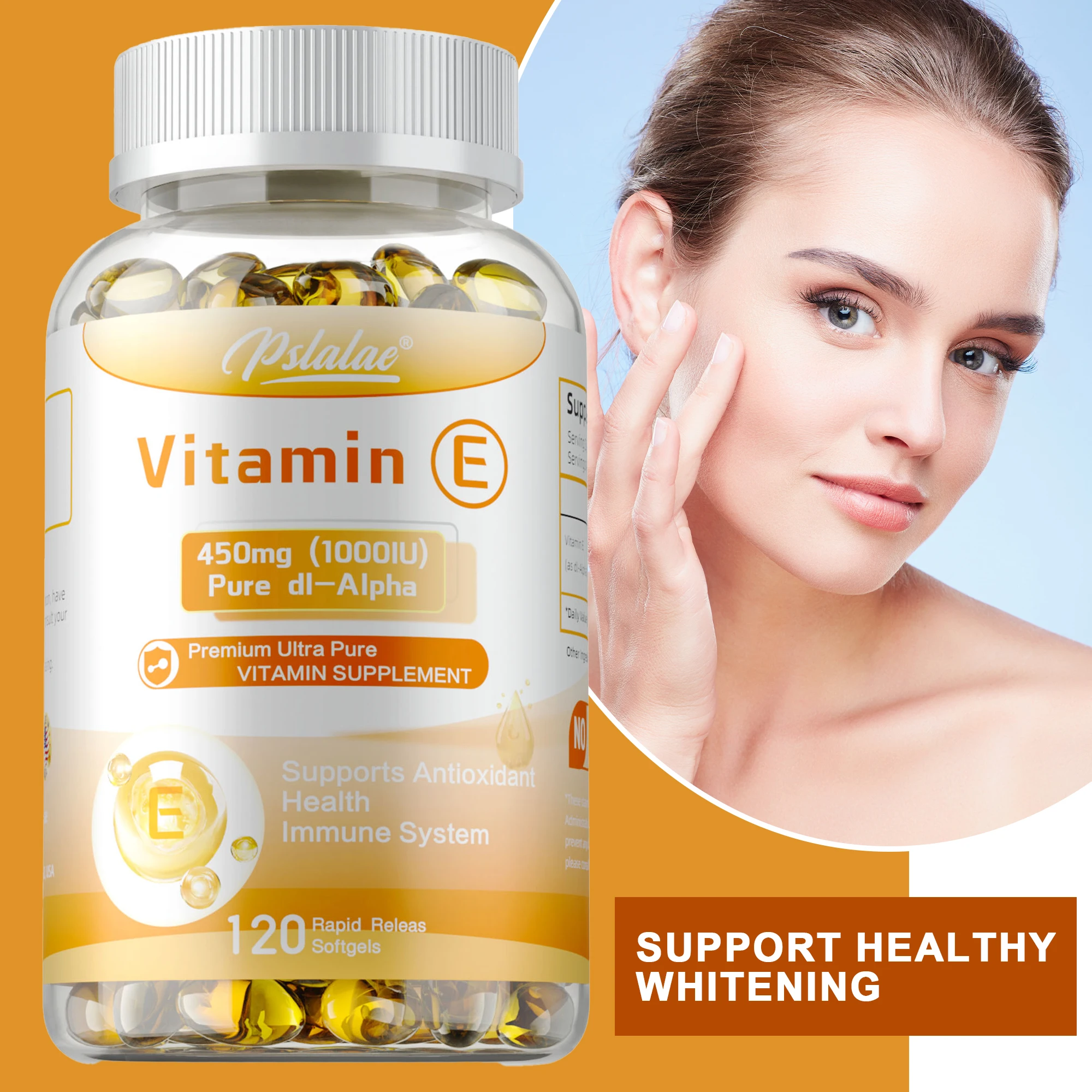 Vitamin E - Anti-aging, Skin Firming, Reduces Fine Lines & Wrinkles, Promotes Skin, Hair, Nails and Eye Health, Boost Immunity