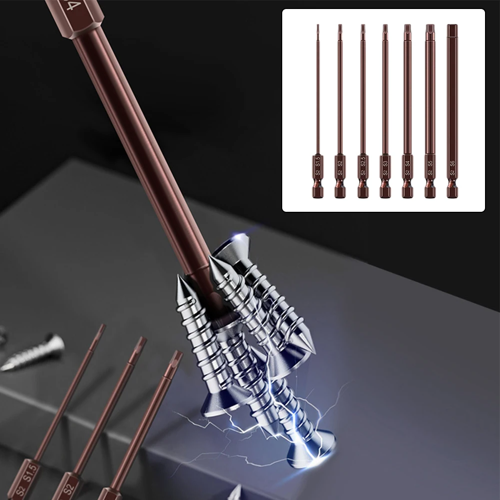 Puntas de destornillador eléctrico, 100mm, H1.5-H6, aleación de acero, puntas de destornillador de cabeza hexagonal magnética, herramientas de destornillador, destornillador Hexagonal