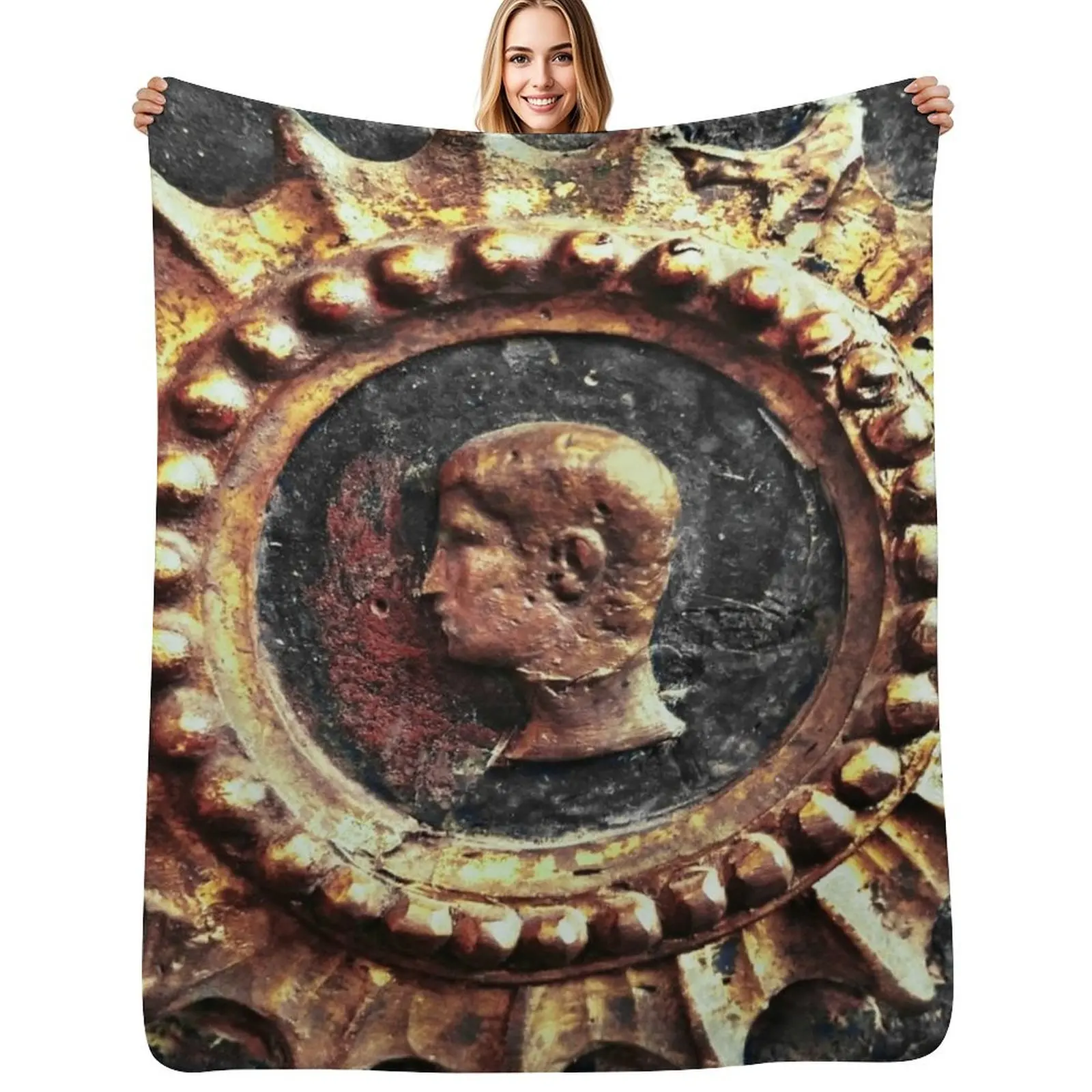 Emblema dell'Imperatore (Emperor Emblem I) 18th Century Roman Italian Antique Throw Blanket Fade Resistant Durable Throw Blanket