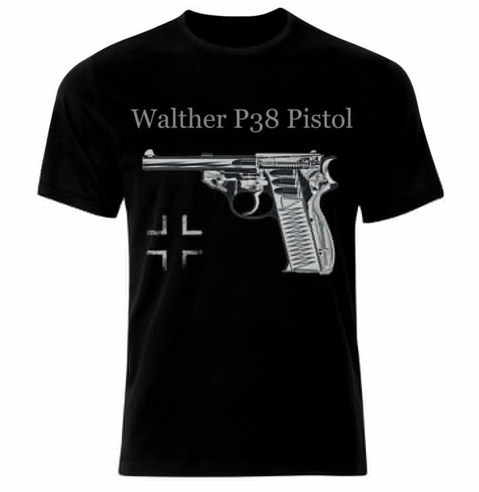  Handgun Germany Walther P38 Pistol T-Shirt 100% Cotton O-Neck Summer Short Sleeve Casual Mens T-shirt Size S-3XL