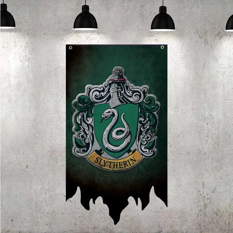 Anime Harr Academy of Magic Hogwart Slytherin 30*50 Flaga imprezowa ciągnąca akademia Pottery Styl zdobiona flaga Impreza tematyczna dla dzieci