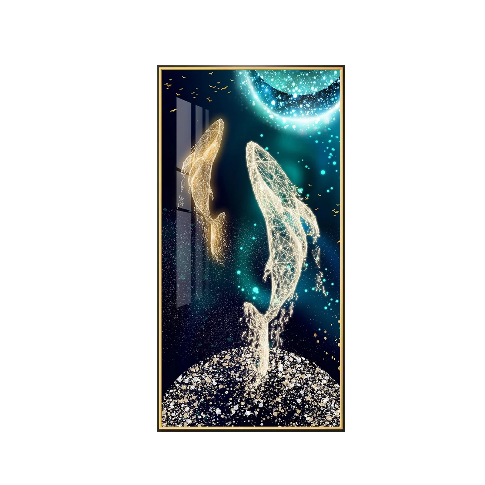 Luxury Whale LED 3D Mural Wall Lamp - Entrance Modern Vertical Hanging Art Decor | Simple Style Light Painting Fixture