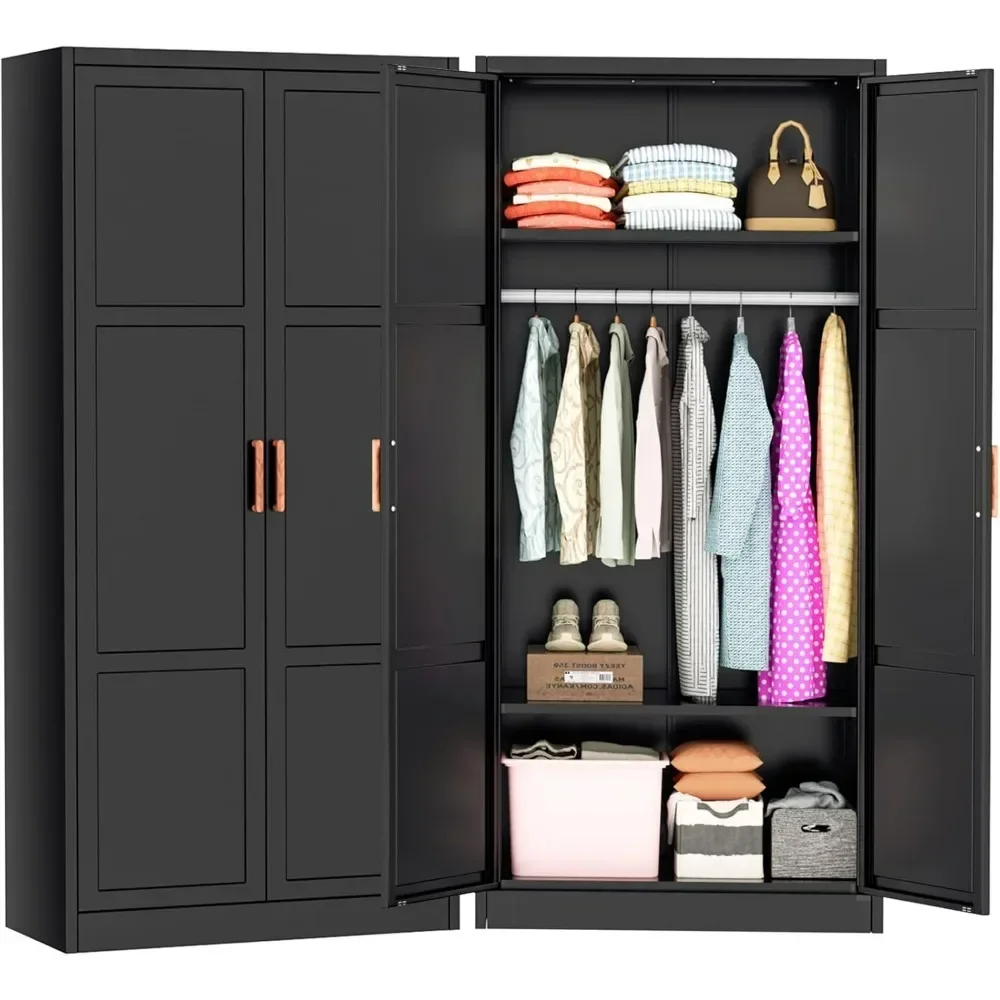 YQXH Metal Wardrobe Cabinet with Wooden Handle, 72