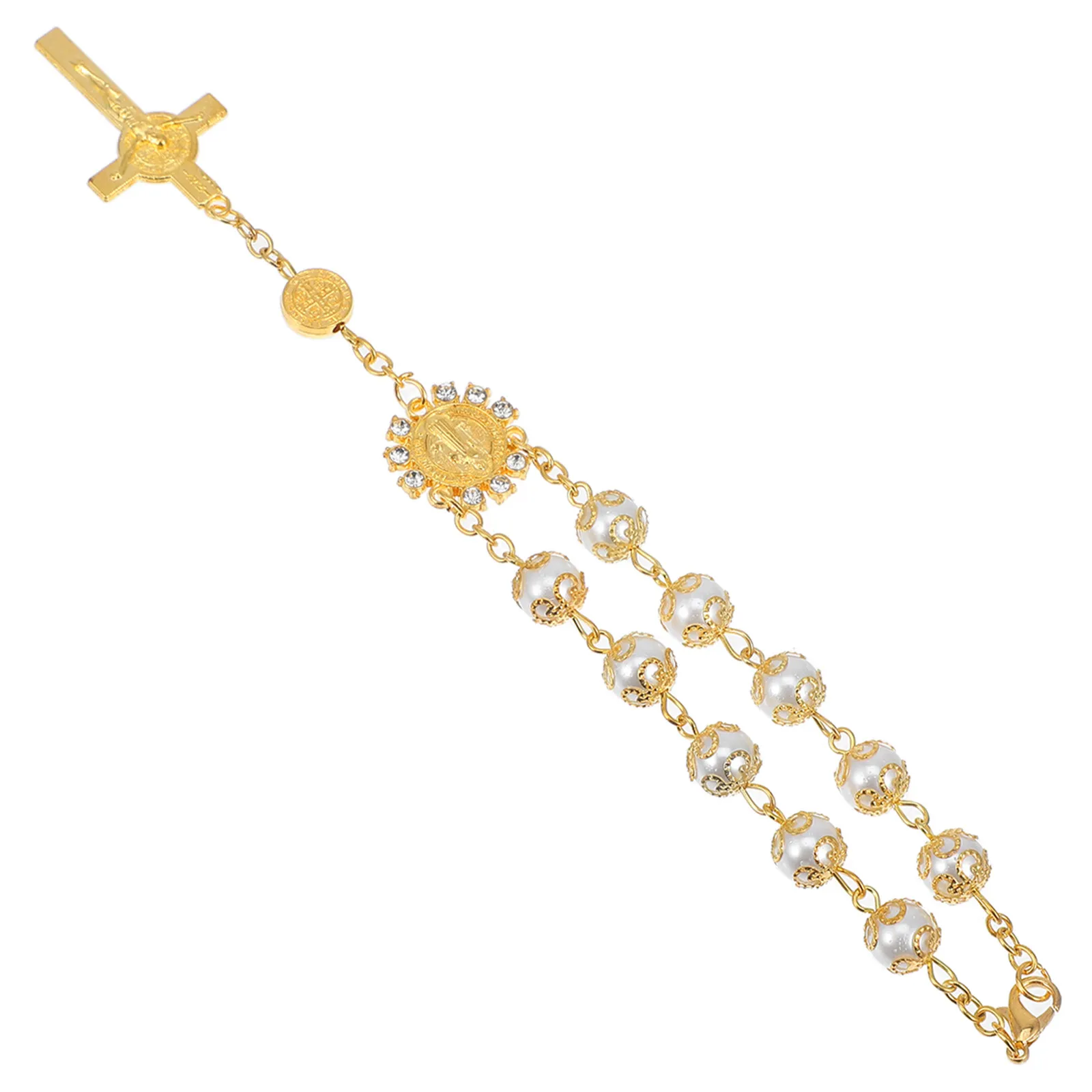 Premium Aluminum Alloy Car Cross Hanging Accessory for Rearview Mirror Elegant Rosary Ornament Sophisticated Auto Interior Decor
