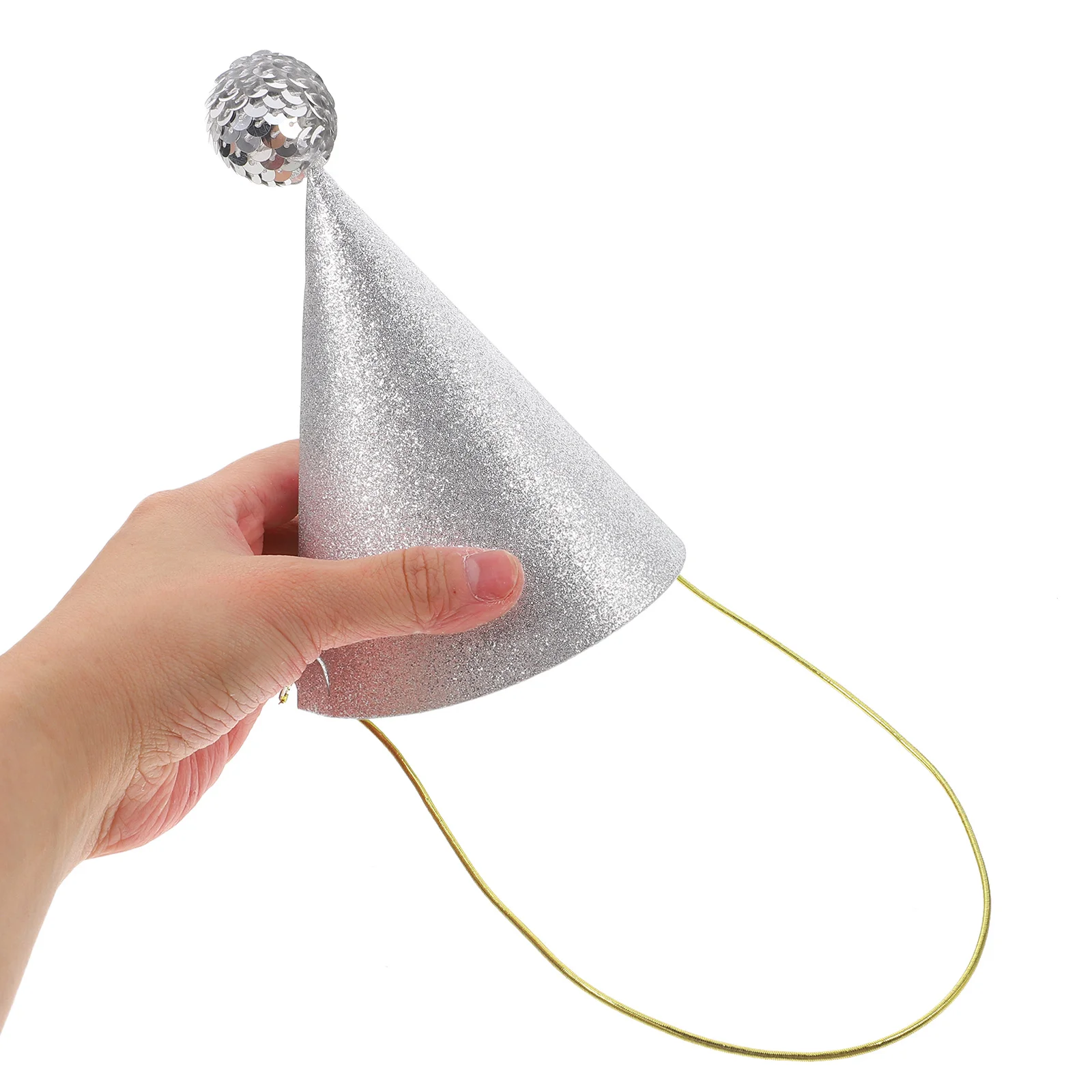 

8Pcs Birthday Party Hats Glitter Cone Hats for Pom Pom Party Photo Props Celebration Accessories