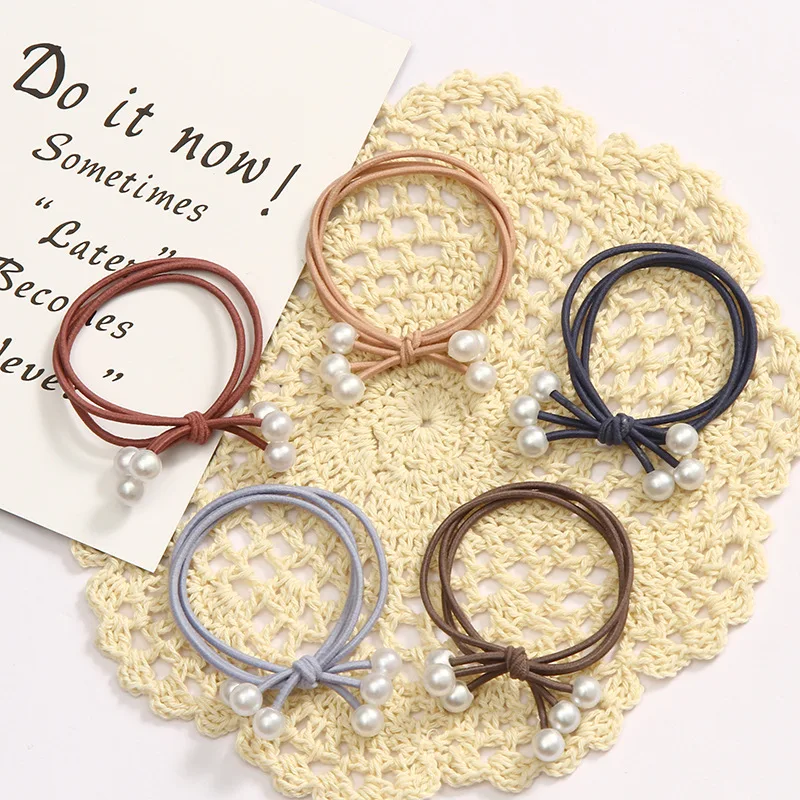 

Cute headband headdress dual-purpose simple temperament pearl hair ring adult women high elastic hair rope rubber bands for hair