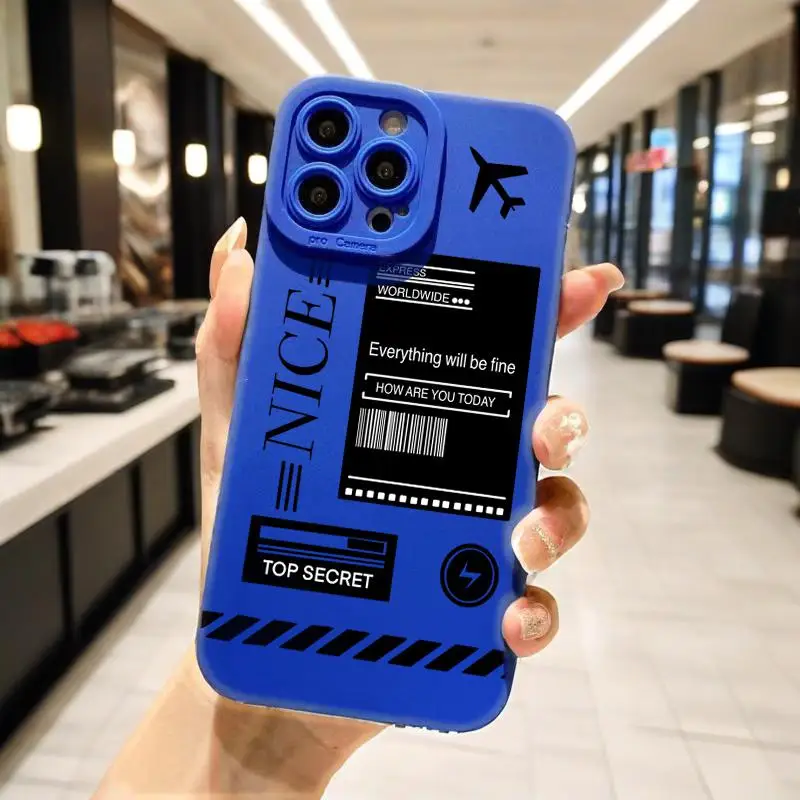 

Tourist Airplane Label Phone Case For iPhone 16 Pro Max XS X XR 7 8 Plus 11 12 13 14 15 SE 2022 Shockproof Silicone Bumper Cover