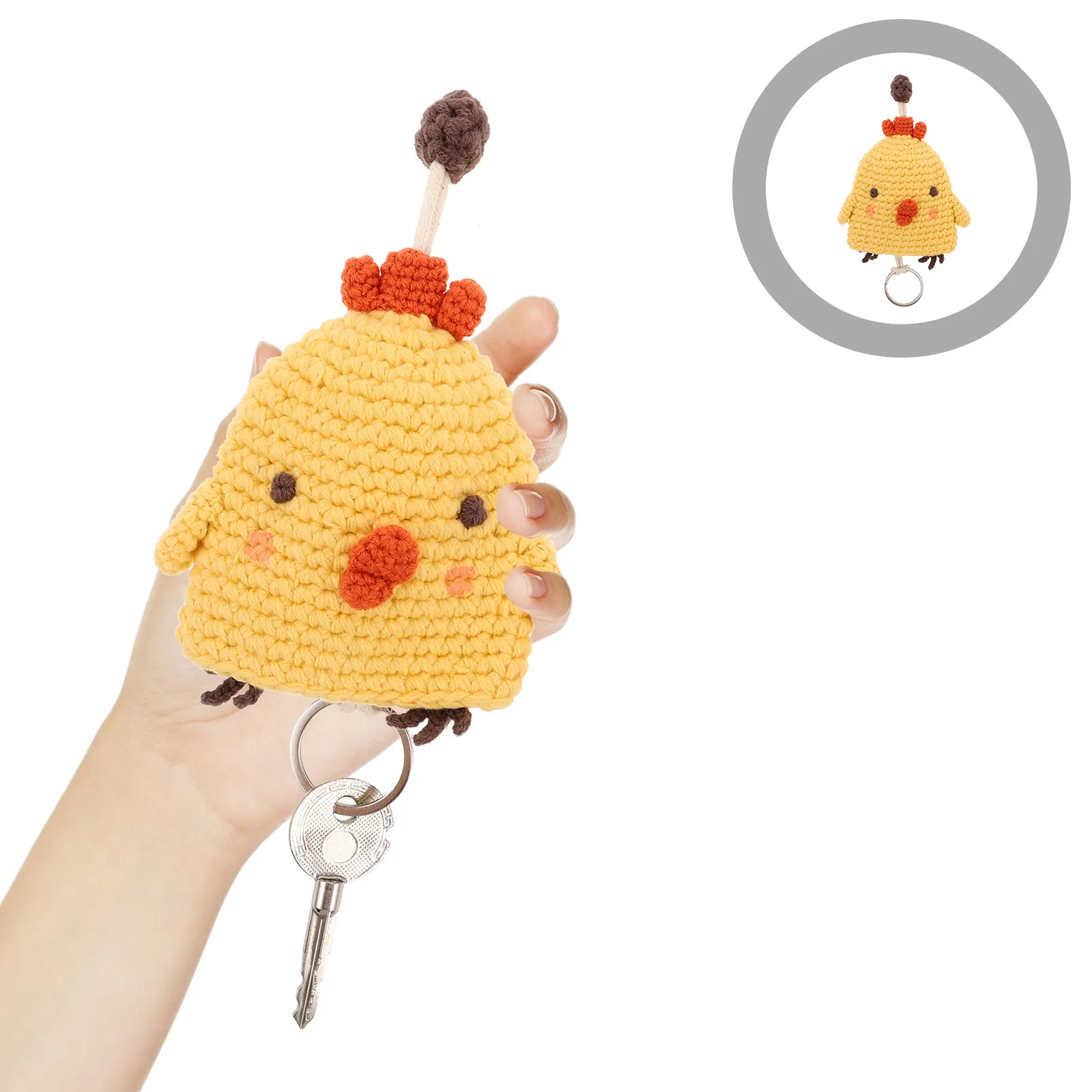 

Вязаный крючком мультяшный брелок-чехол для ключей, ручной работы, из мягкой пряжи, для рюкзака, сумки, милый брелок-животное, вязаный кулон