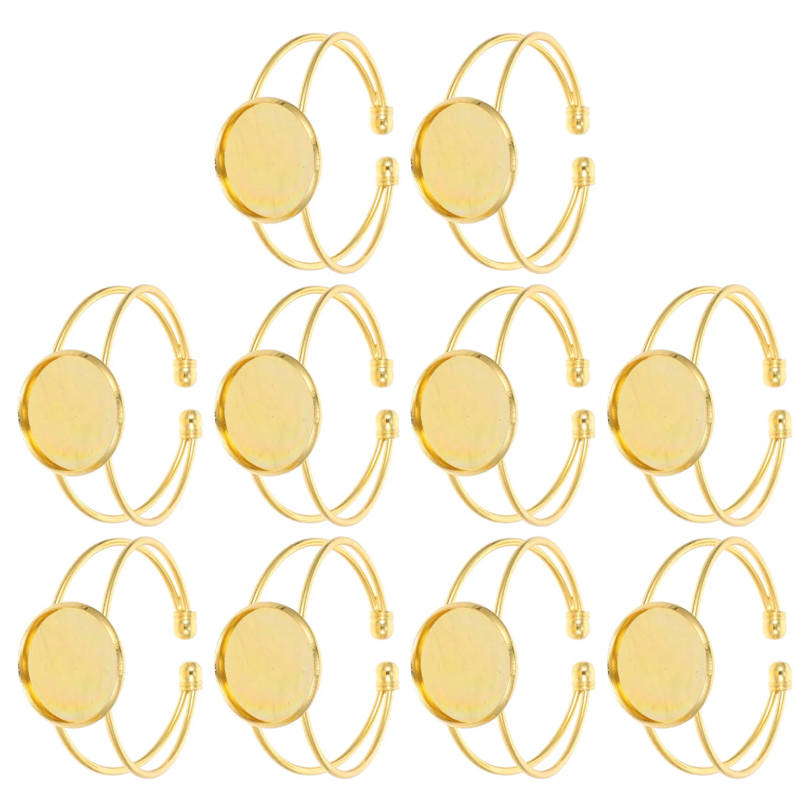 

10Pcs Copper Bracelet Tray Smooth Surface DIY Gemstone Base for Bangle Making Adjustable Jewelry Supply Bracelet Base