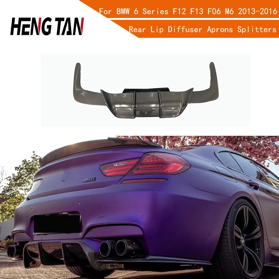 For BMW 6 Series F12 F13 F06 M6 2013-2016 Carbon fiber Car Rear Lip Diffuser Aprons Splitters M Style back Bumper Guard