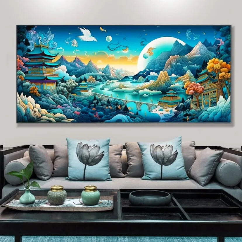 Stamped Cross Stitch Mountains beautiful scenery 11CT 9CT DIY Chinese Kits Embroidery Pattern Printed Cotton-thread Landscape